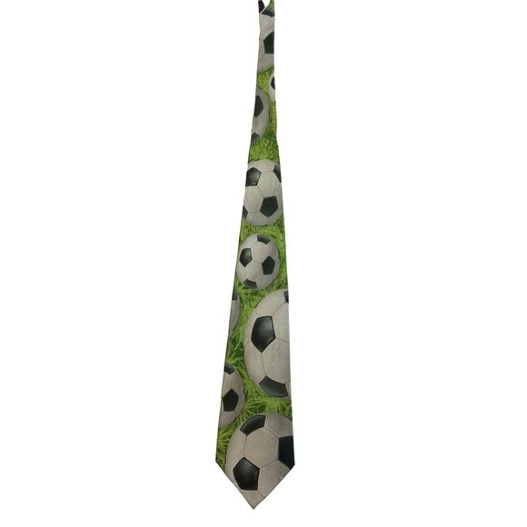Eagle Neckwear Soccer Balls Grass Sports Novelty Necktie 100% Silk - Picture 3 of 6
